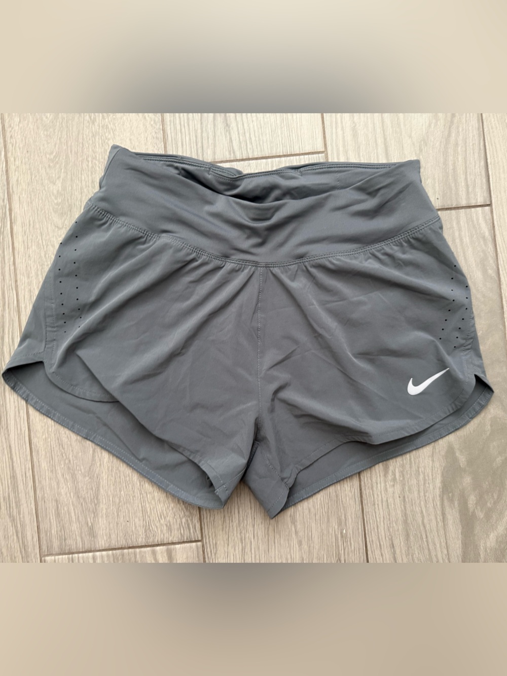Nike Women's Charcoal Athletic Shorts with White Swoosh